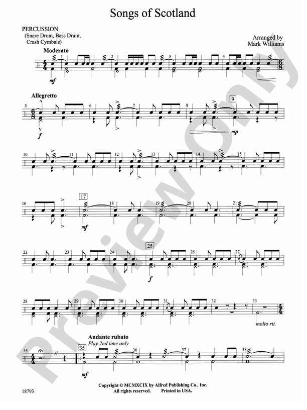 Songs of Scotland 1st Percussion 1st Percussion Part Digital Sheet