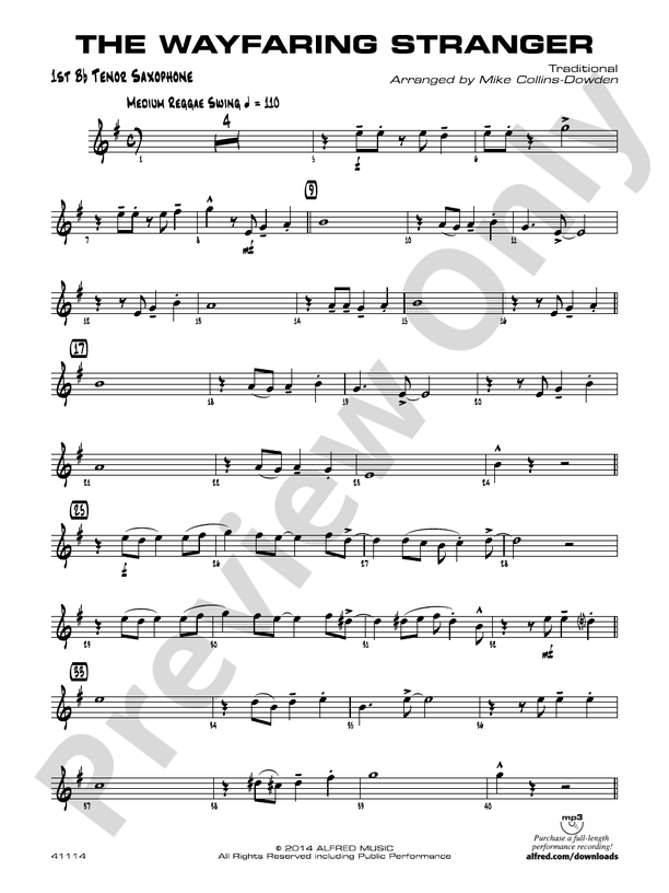 The Wayfaring Stranger Bflat Tenor Saxophone Bflat Tenor Saxophone