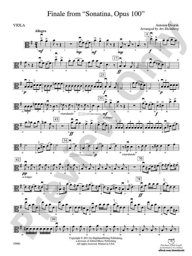 Finale from "Sonatina, Op. 100": Viola
