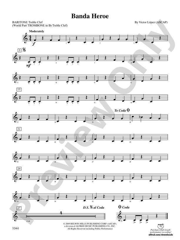 Banda Heroe: Baritone T.C.: Baritone T.C. Part - Digital Sheet Music ...