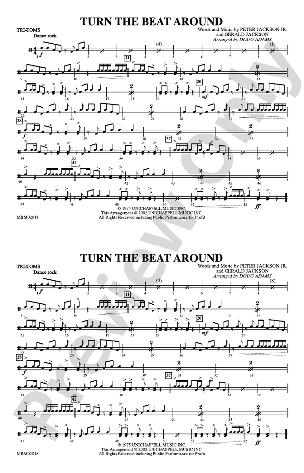 Turn the Beat Around TomToms TomToms Part Digital Sheet Music