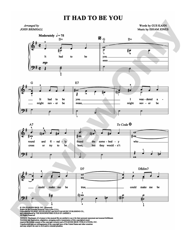 It Had to Be You: Easy Piano: Isham Jones - Digital Sheet Music Download