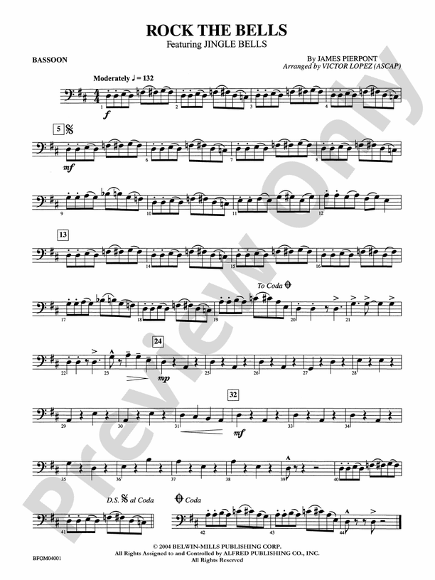Rock the Bells Bassoon Bassoon Part Digital Sheet Music Download
