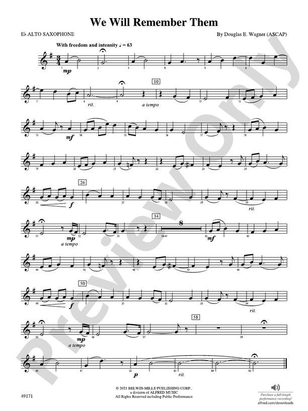 We Will Remember Them Eflat Alto Saxophone Eflat Alto Saxophone