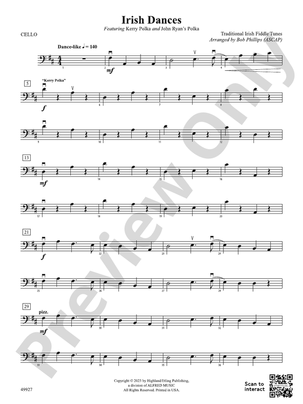 Irish Dances Cello Cello Part Digital Sheet Music Download