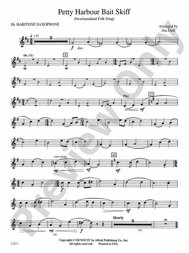 Petty Harbour Bait Skiff Eflat Baritone Saxophone Eflat Baritone