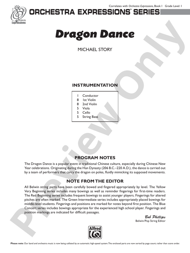 Dragon Dance: Score: String Orchestra Score - Digital Sheet Music Download
