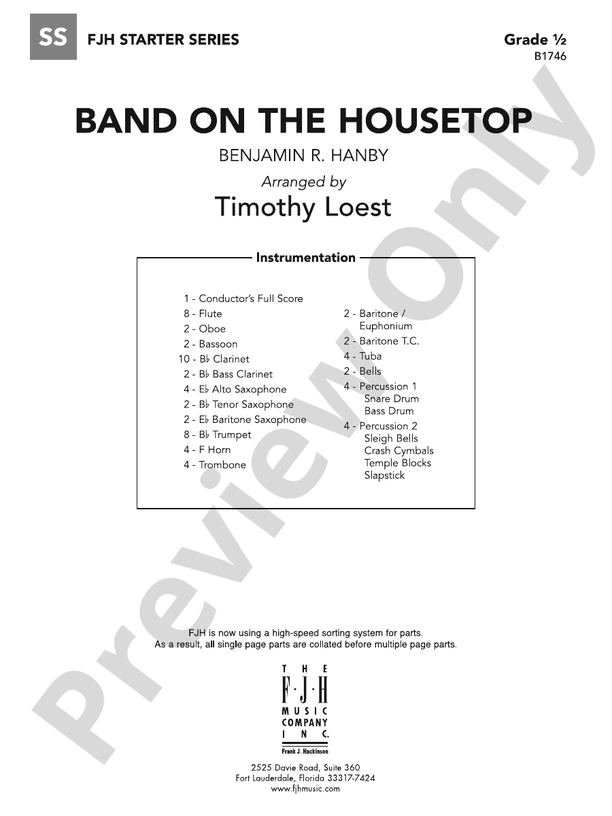 Band On The Housetop: Score: : Benjamin R. Hanby - Digital Sheet Music ...