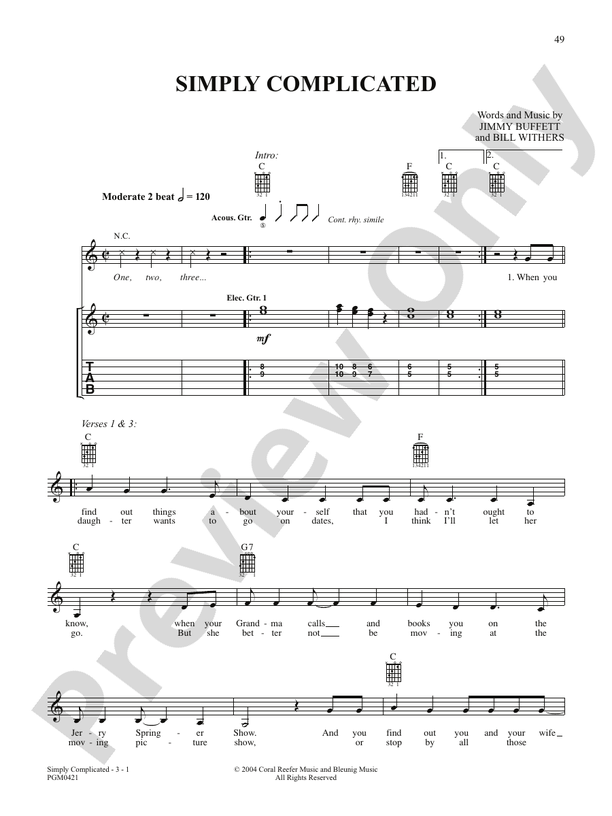 Simply Complicated: Guitar: Jimmy Buffett - Digital Sheet Music