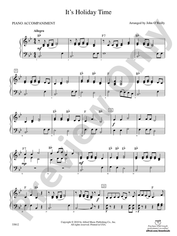 It's Holiday Time Piano Piano Part