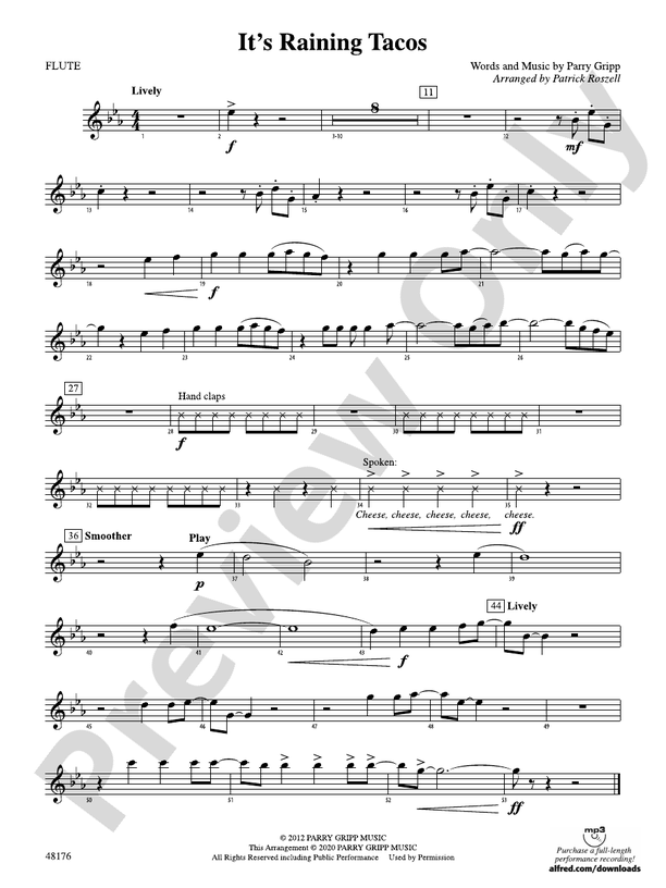 It's Raining Tacos: Flute: Flute Part - Digital Sheet Music Download