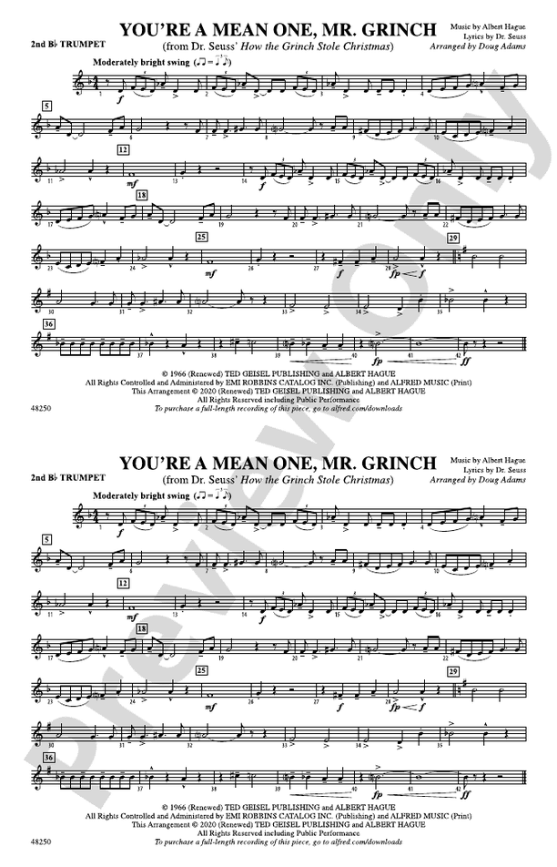 You're a Mean One, Mr. Grinch: 2nd B-flat Trumpet: 2nd B-flat Trumpet