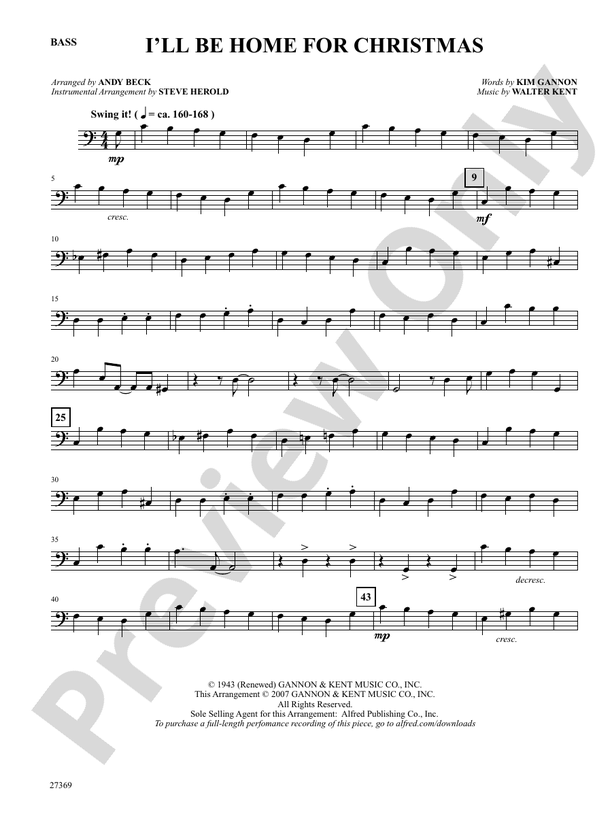 I'll Be Home for Christmas: String Bass