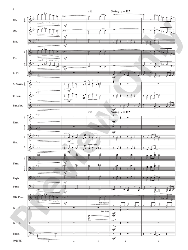 Swingin' on the Moon Score Concert Band Score Digital Sheet Music