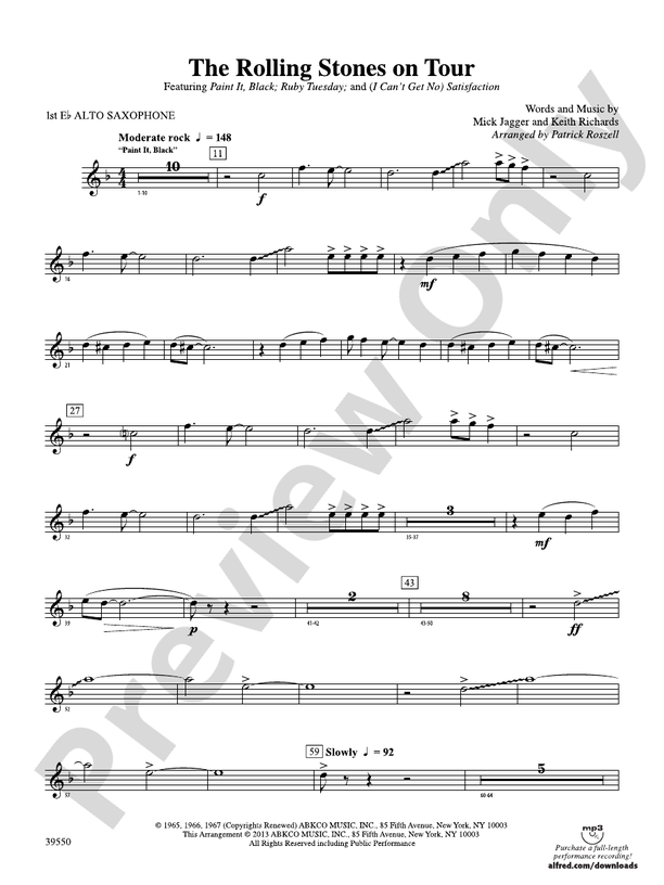 The Rolling Stones on Tour Eflat Alto Saxophone Eflat Alto