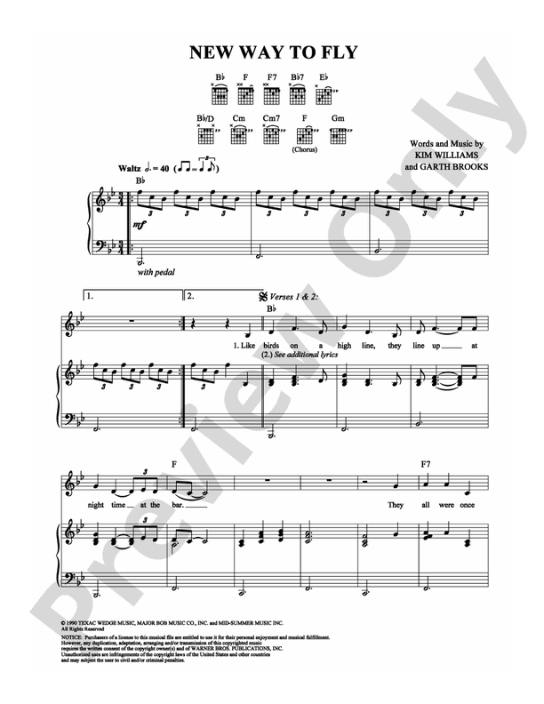 A New Way To Fly Garth Brooks New Way to Fly: Piano/Vocal/Chords: Garth Brooks - Digital Sheet Music