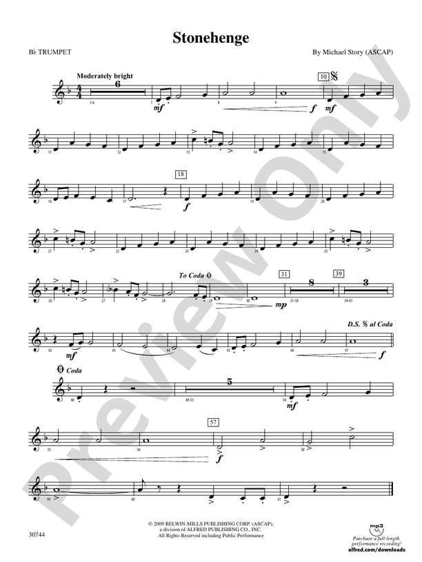 Stonehenge 1st Bflat Trumpet 1st Bflat Trumpet Part Digital Sheet