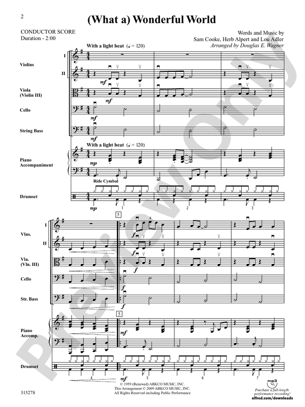 What A) Wonderful World: Score: String Orchestra Score - Digital 
