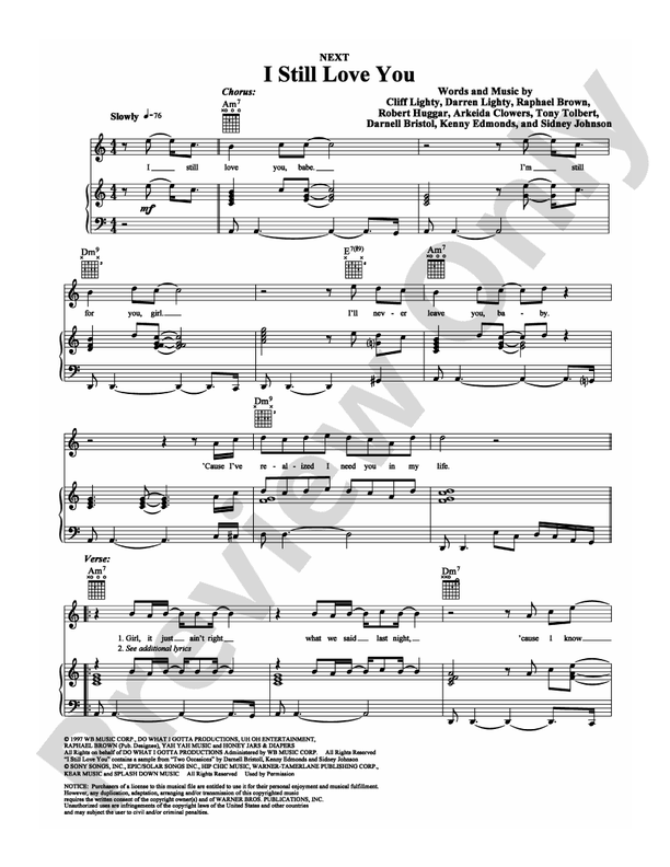I Still Love You: Piano/Vocal/Chords: Next - Digital Sheet Music Download