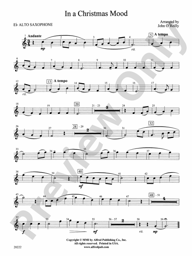 In the mood store saxophone sheet music