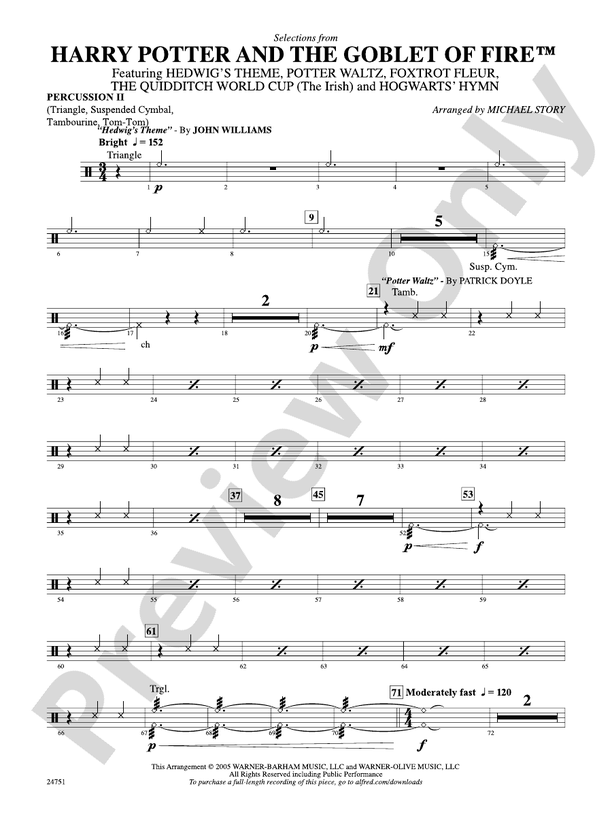Harry Potter and the Goblet of Fire, Selections from 2nd Percussion