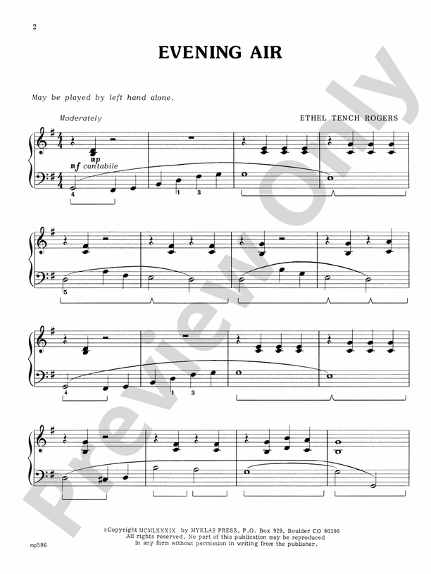 Evening Air (for left hand alone) - Piano Solo