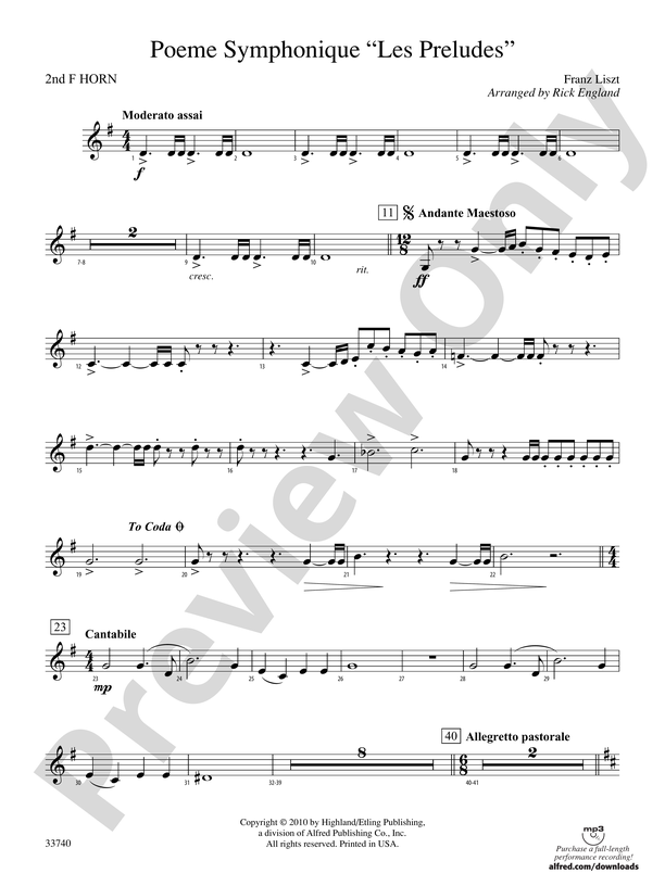 Poeme Symphonique "Les Preludes": 2nd F Horn