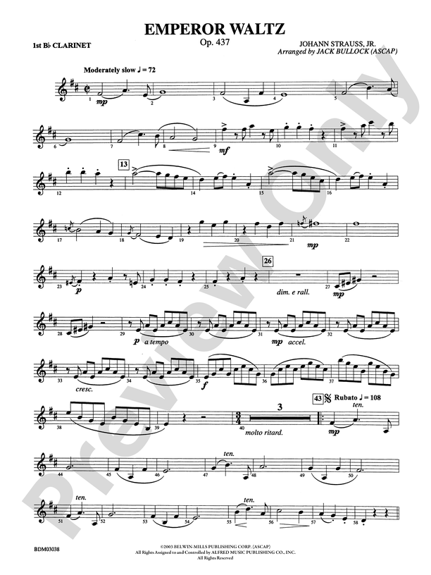 Emperor Waltz, Op. 437: 1st B-flat Clarinet