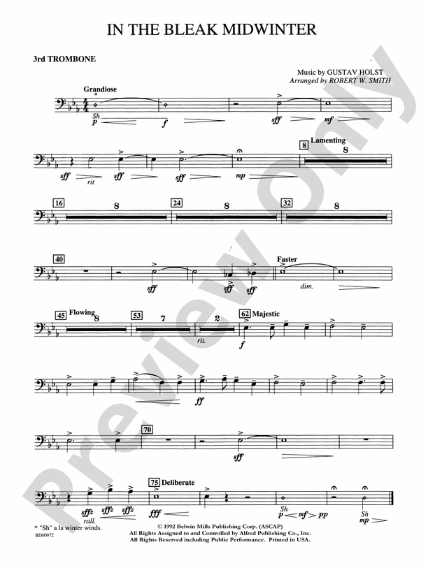 In The Bleak Midwinter 3rd Trombone 3rd Trombone Part Digital Sheet