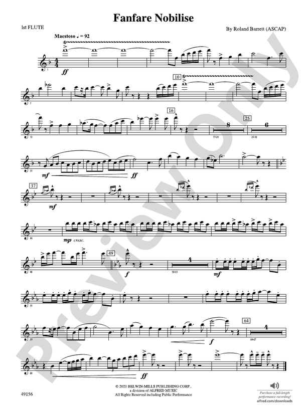 Fanfare Nobilise: Flute: Flute Part - Digital Sheet Music Download