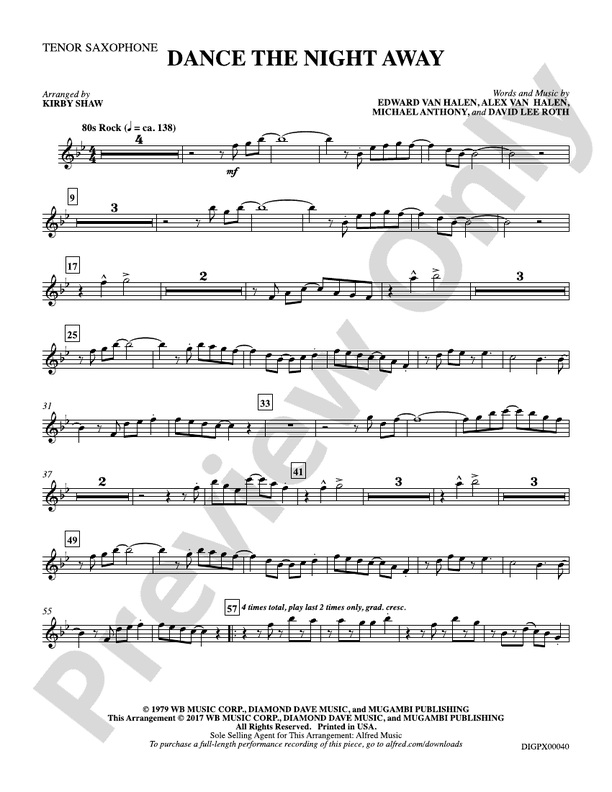 Dance the Night Away Bflat Tenor Saxophone Bflat Tenor Saxophone
