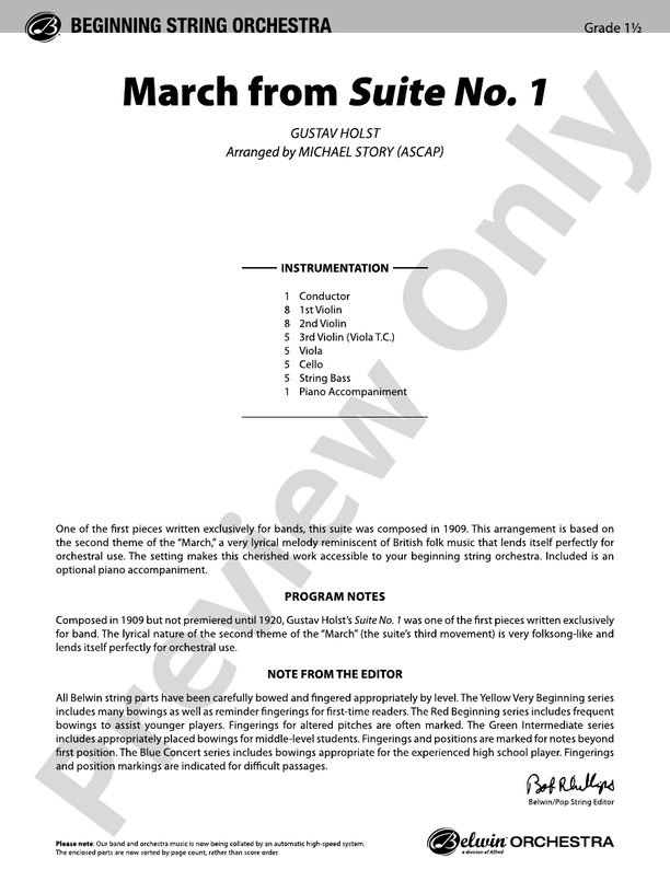March from Suite No. 1: Score