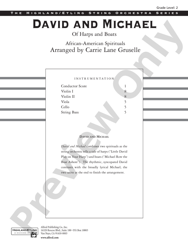 David and Michael String Orchestra Conductor Score Parts