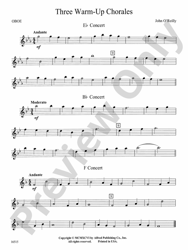 Three WarmUp Chorales Oboe Oboe Part Digital Sheet Music Download