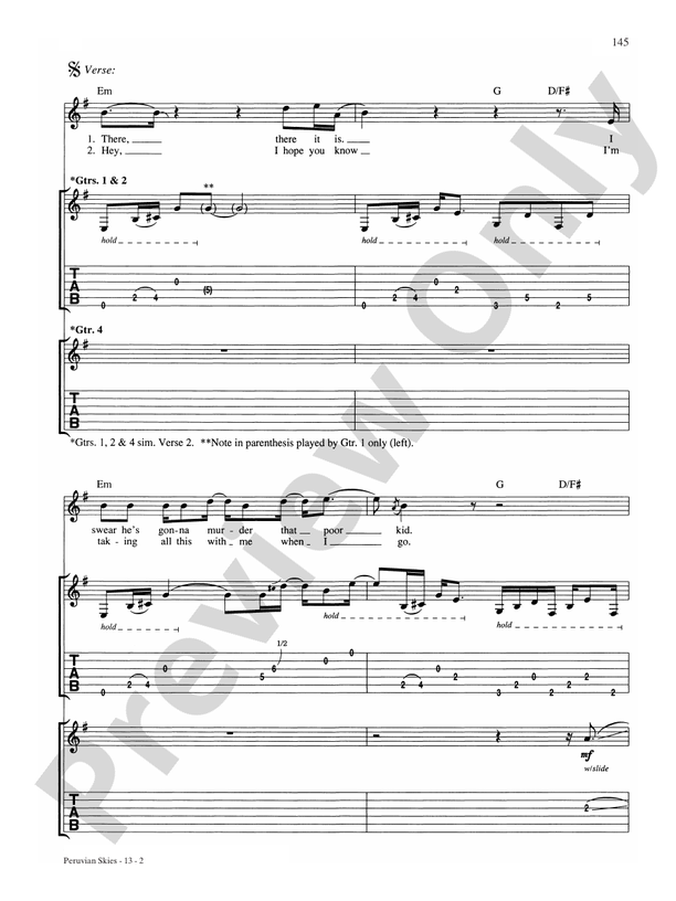 Peruvian Skies: Guitar: Dream Theater - Digital Sheet Music Download