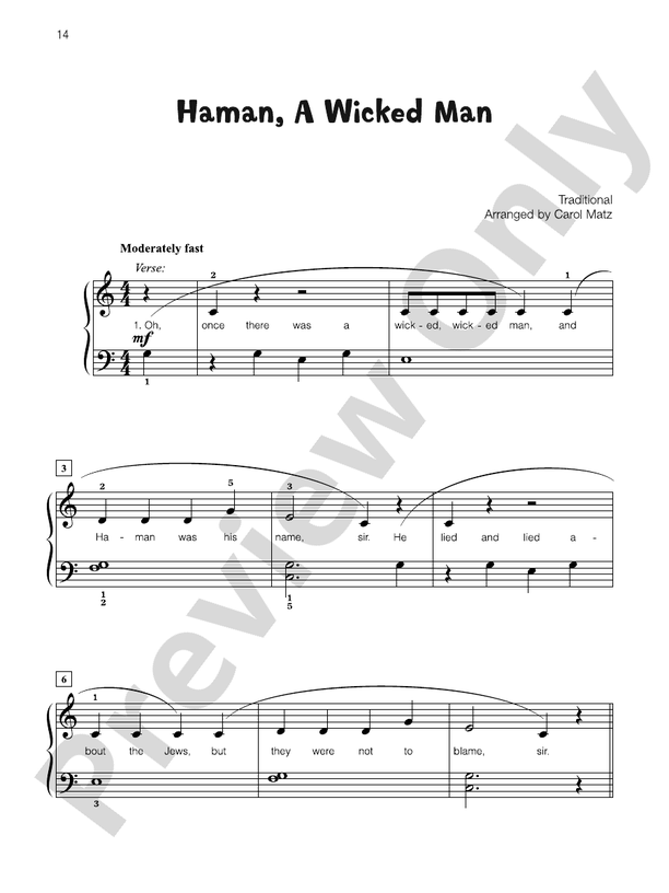 Haman, A Wicked Man - Piano Solo with Lyrics