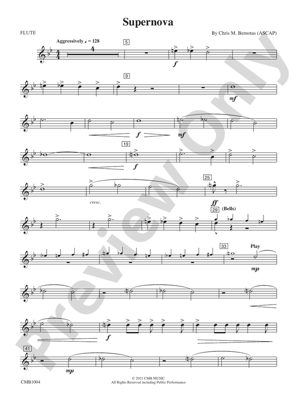 Supernova Flute Flute Part Digital Sheet Music Download