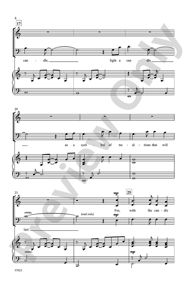 Light A Candle: 3-part Mixed   Sab Choral Octavo: Andy Beck - Digital 