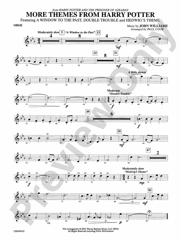 Harry Potter and the Prisoner of Azkaban, More Themes from Oboe Oboe Part Digital Sheet