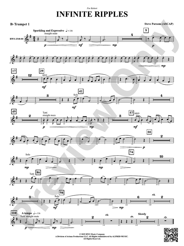 Infinite Ripples: 1st B-flat Trumpet: 1st B-flat Trumpet Part: Steve ...