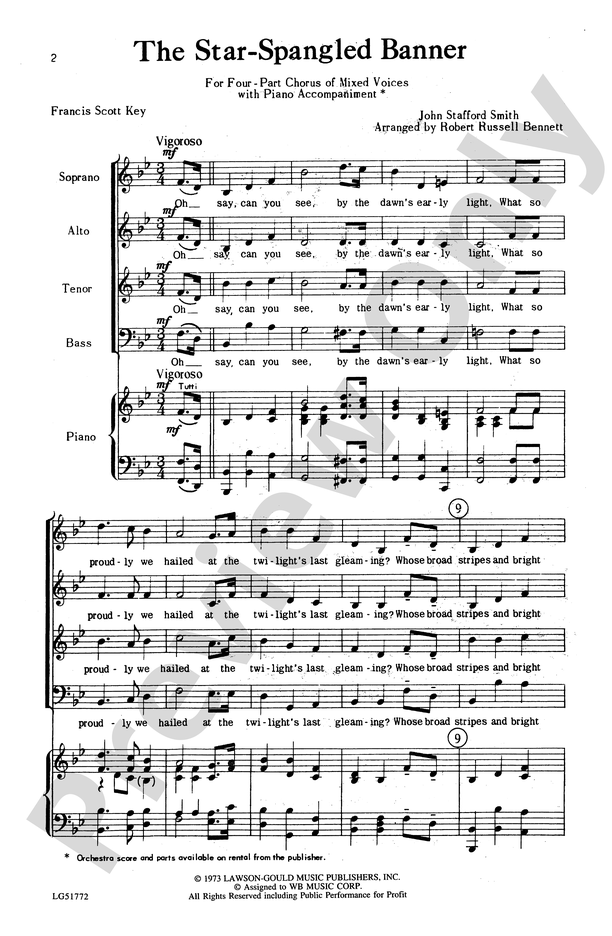 The Star Spangled Banner Satb Choral Octavo Digital Sheet Music Download 7575