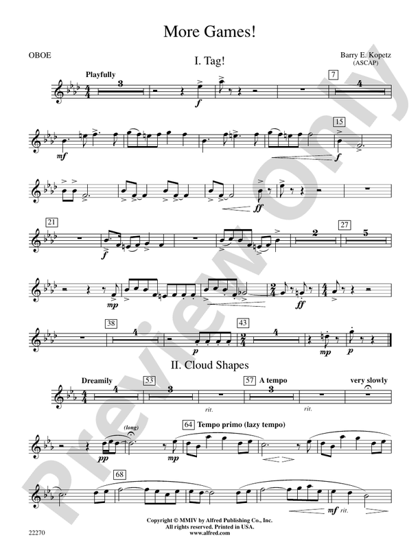 More Games! Oboe Oboe Part Digital Sheet Music Download