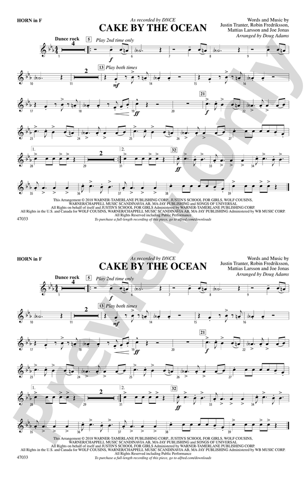Cake by the Ocean: 1st F Horn