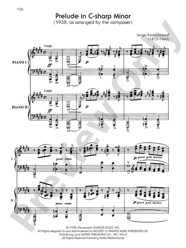Prelude in C-Sharp Minor - Piano Duo (2 Pianos, 4 Hands)