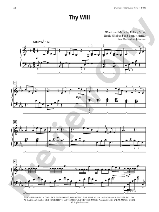 Thy Will - Piano Solo