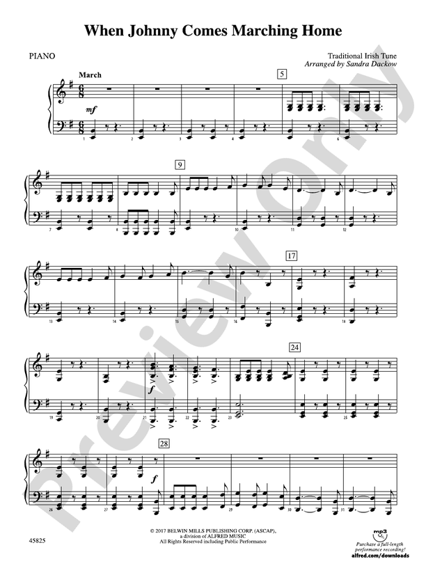 When Johnny Comes Marching Home Piano Piano
