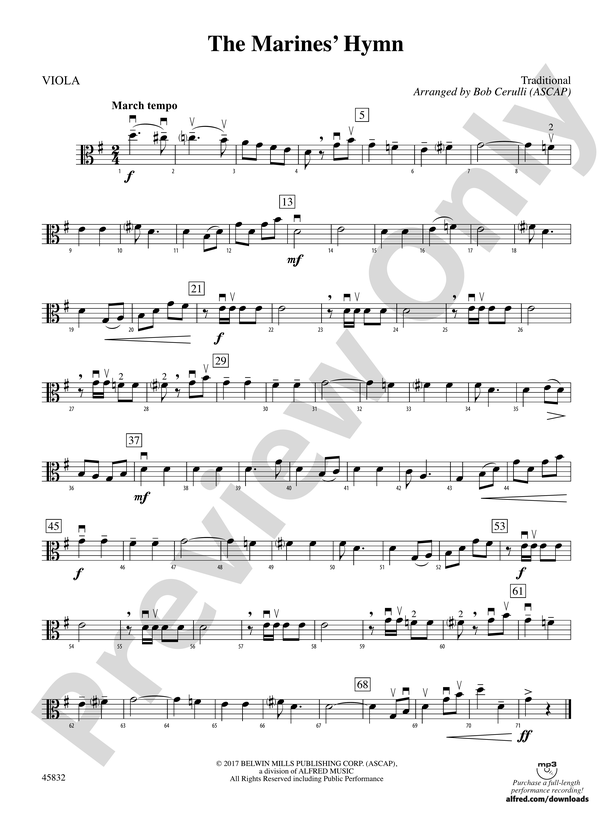 The Marines' Hymn: Viola: Viola Part - Digital Sheet Music Download