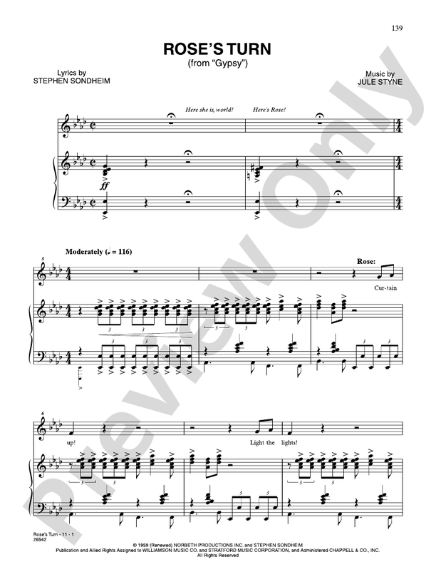 Rose's Turn(From "Gypsy") Voice Jule Styne Digital Sheet Music Download