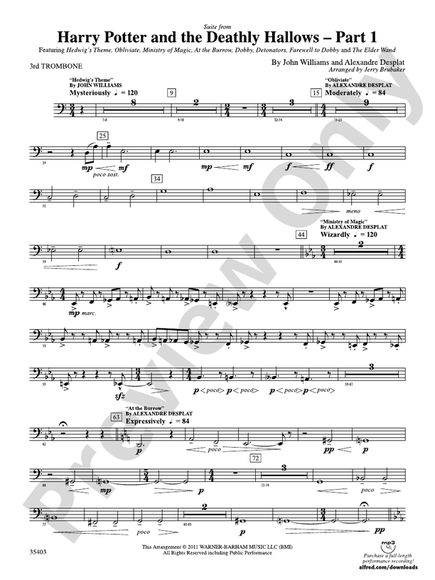 Harry Potter and the Deathly Hallows, Part 1, Suite from 3rd Trombone