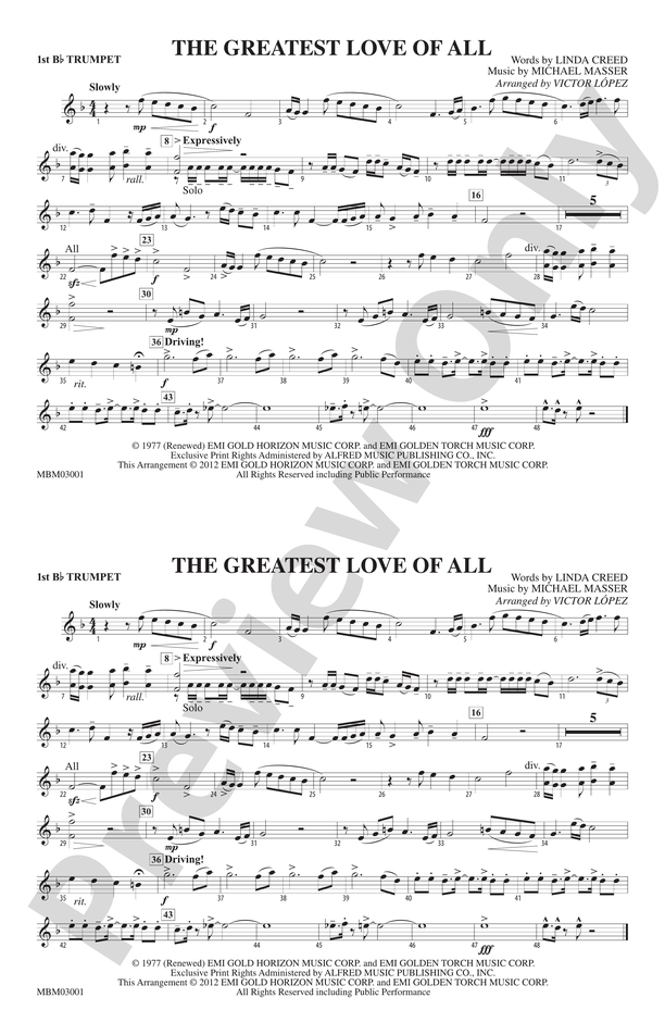 The Greatest Love Of All: 1st B-flat Trumpet: 1st B-flat Trumpet Part ...